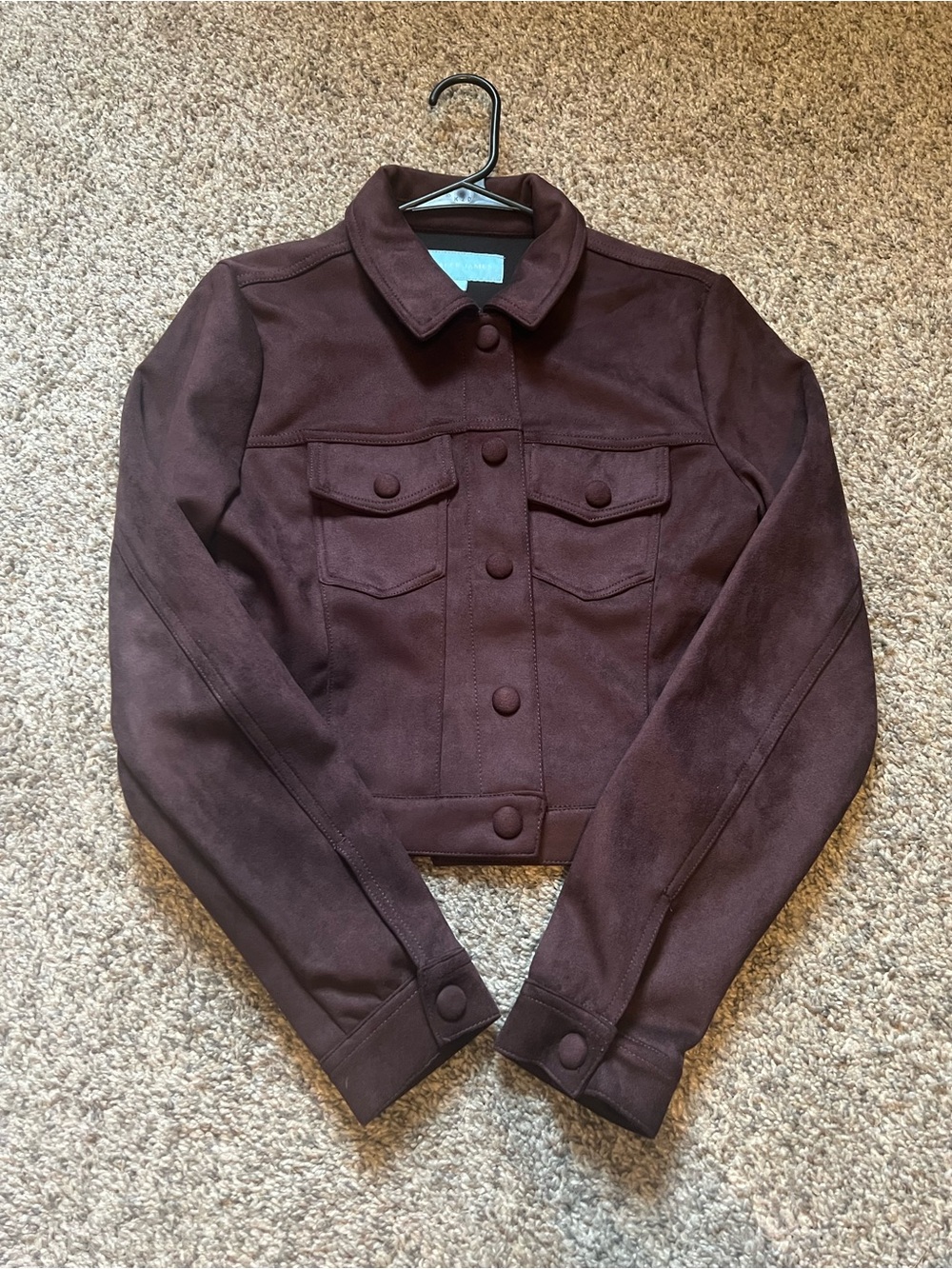 Women's Faux Suede Crop Jacket - Brown